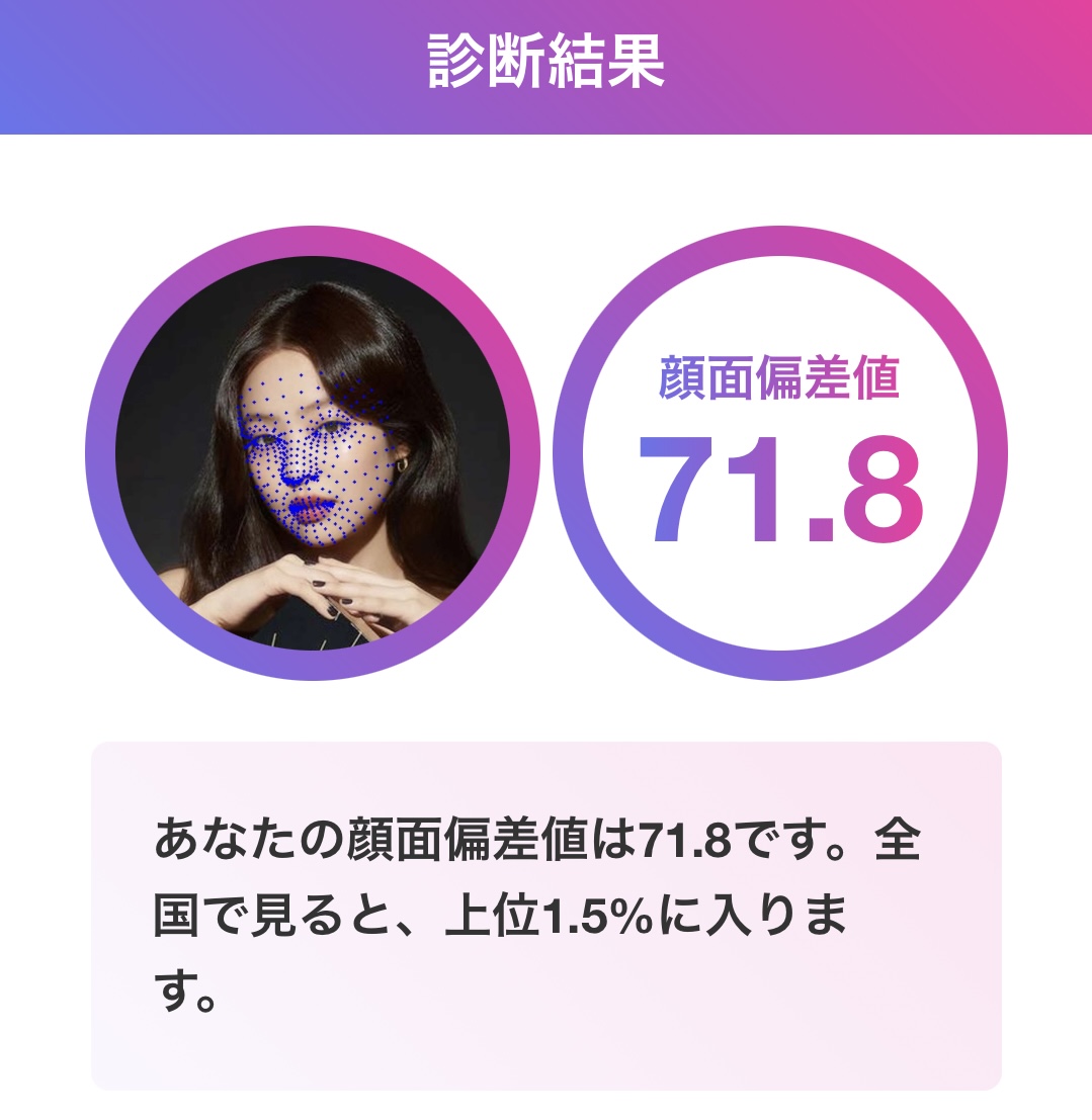 ジェニー 顔面偏差値71.8