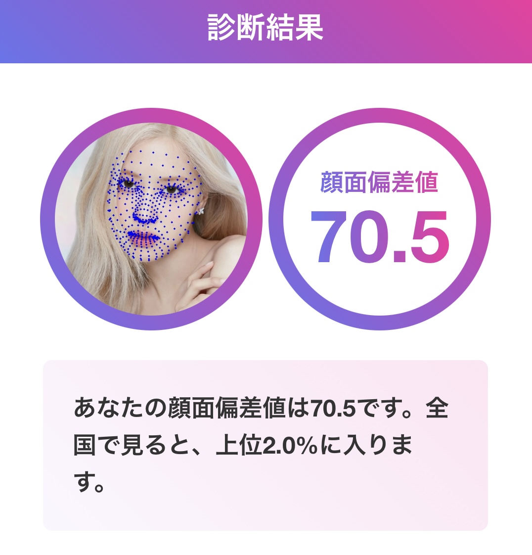 ロゼ 顔面偏差値70.5