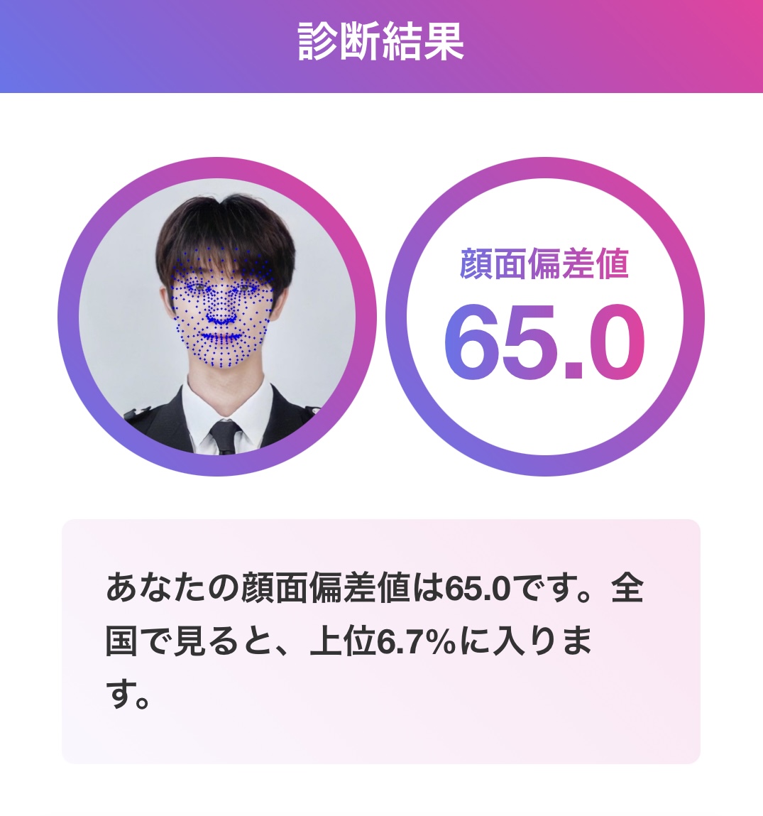 ディエイト 顔面偏差値65.0