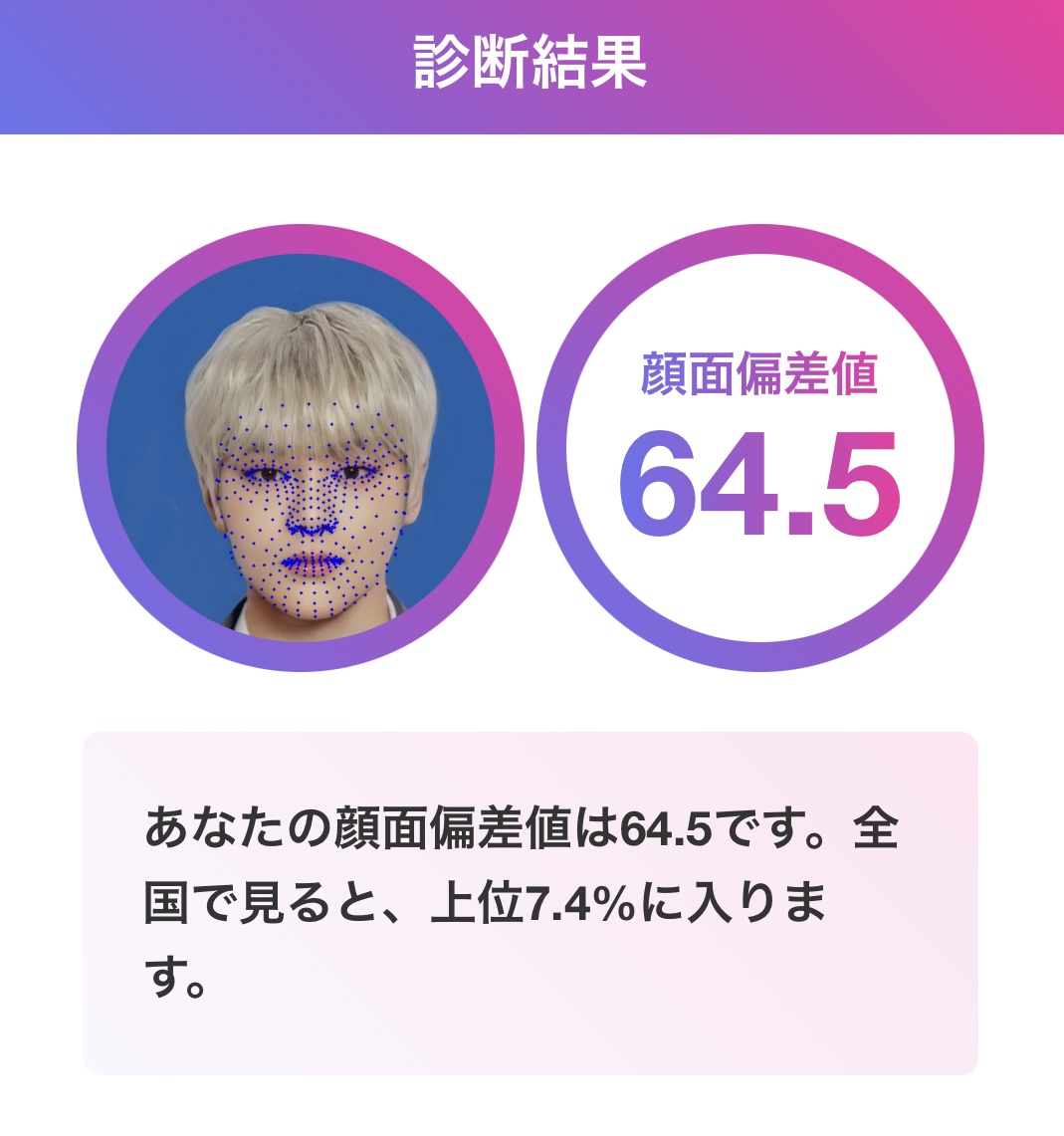 アイエン 顔面偏差値64.5