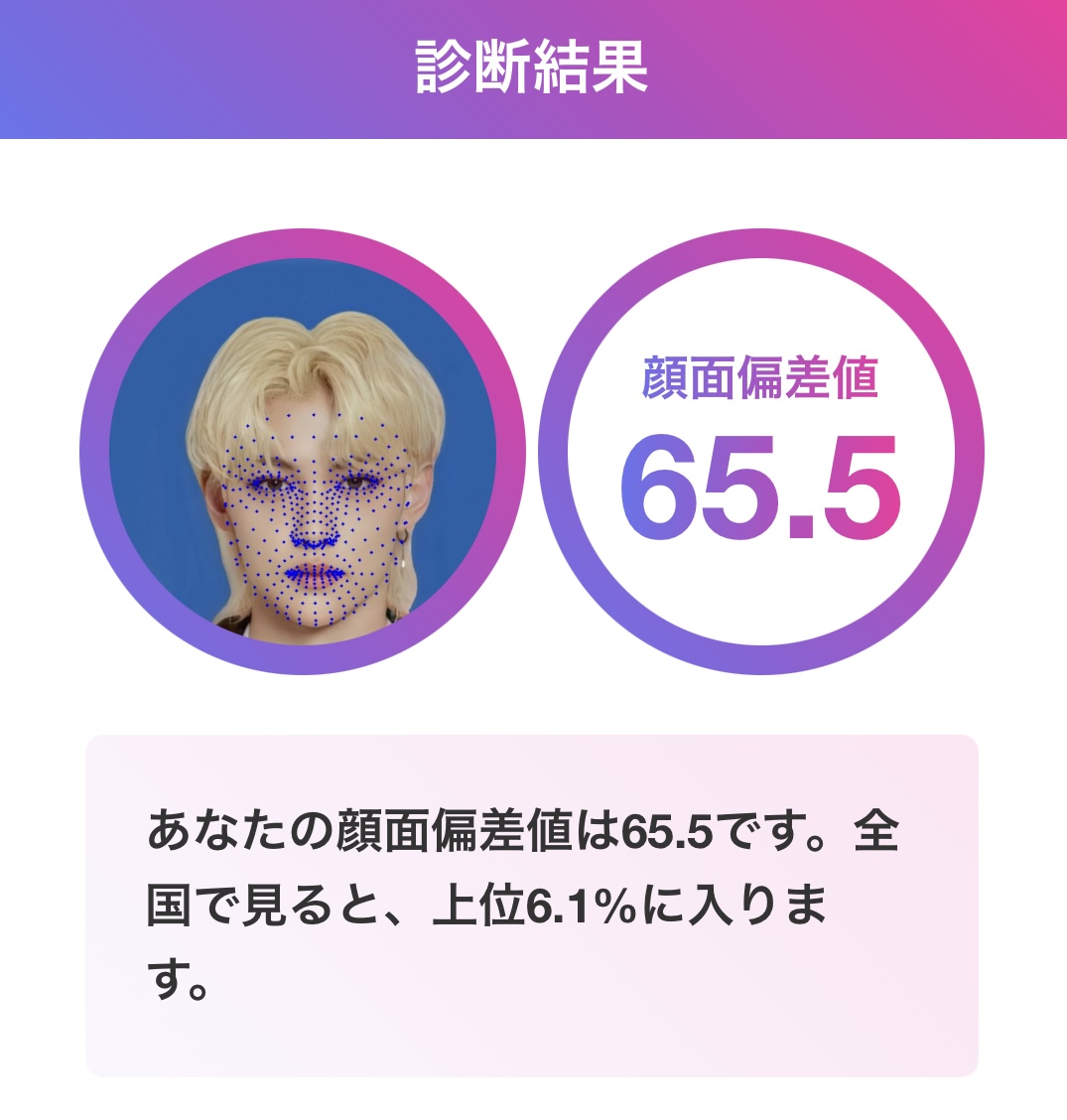 フィリックス 顔面偏差値65.5