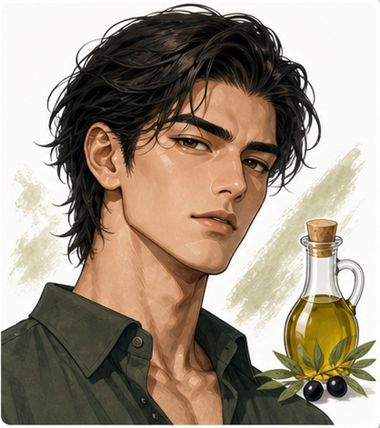 オリーブオイル顔タイプのイラスト